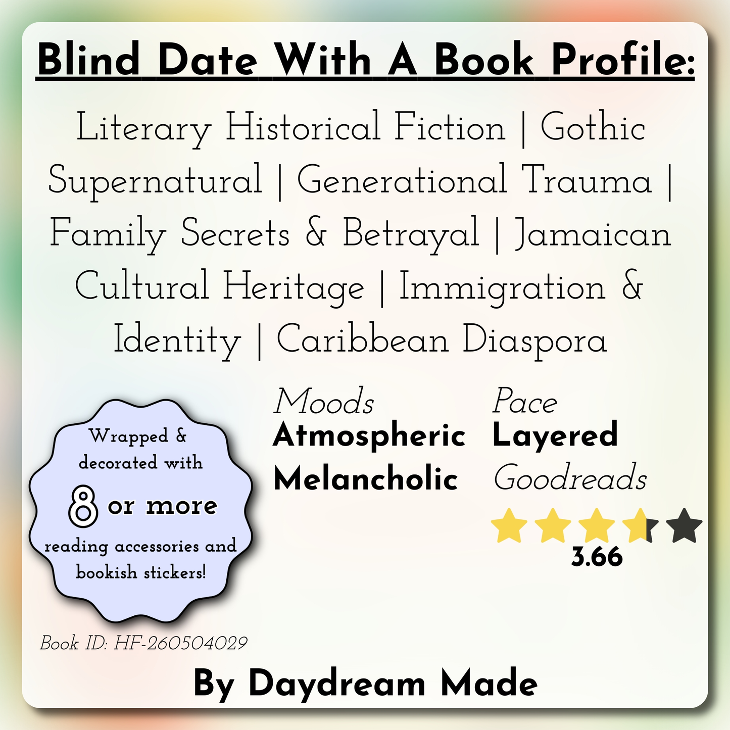 Blind Date With A Book that includes the following themes: Literary Historical Fiction, Gothic Supernatural, Generational Trauma, Family Secrets & Betrayal, Jamaican Cultural Heritage, Immigration & Identity, Caribbean Diaspora