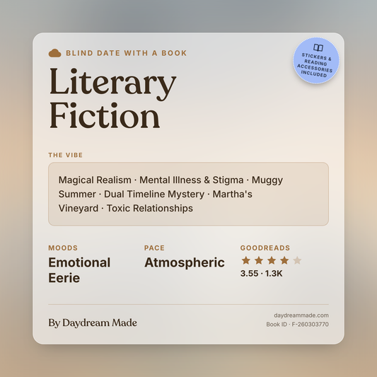 Blind Date With A Book that includes the following themes: Literary Fiction, Magical Realism, Mental Illness & Stigma, Muggy Summer, Dual Timeline Mystery, Martha's Vineyard, Toxic Relationships