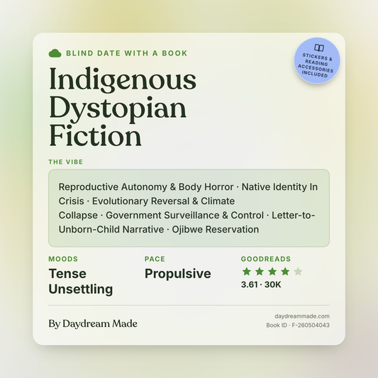 Blind Date With A Book that includes the following themes: Indigenous Dystopian Fiction, Reproductive Autonomy & Body Horror, Native Identity In Crisis, Evolutionary Reversal & Climate Collapse, Government Surveillance & Control, Letter-to-Unborn-Child Narrative, Ojibwe Reservation