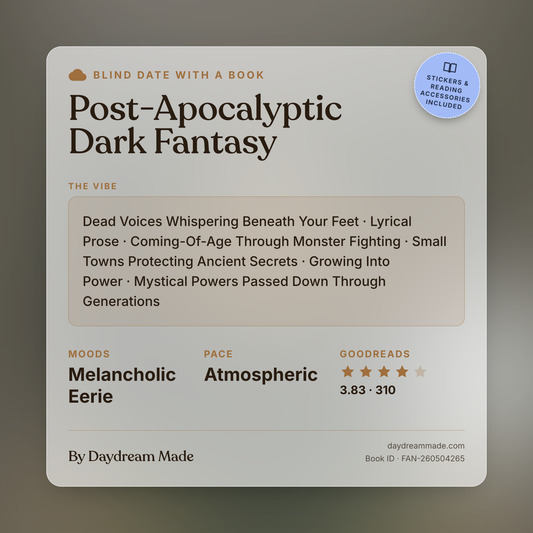 Blind Date With A Book that includes the following themes: Post-Apocalyptic Dark Fantasy, Dead Voices Whispering Beneath Your Feet, Lyrical Prose, Coming-Of-Age Through Monster Fighting, Small Towns Protecting Ancient Secrets, Growing Into Power, Mystical Powers Passed Down Through Generations