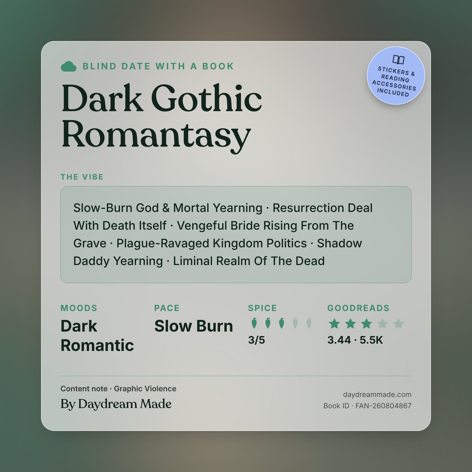 Blind Date With A Book that includes the following themes: Dark Gothic Romantasy, Slow-Burn God & Mortal Yearning, Resurrection Deal With Death Itself, Vengeful Bride Rising From The Grave, Plague-Ravaged Kingdom Politics, Shadow Daddy Yearning, Liminal Realm Of The Dead