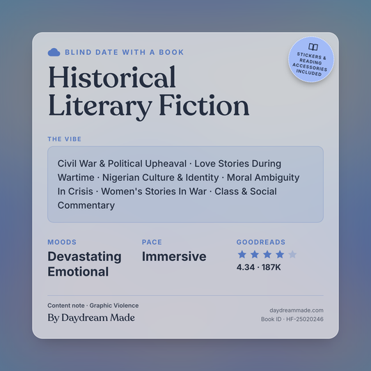 Blind Date With A Book that includes the following themes: Historical Literary Fiction, Civil War & Political Upheaval, Love Stories During Wartime, Nigerian Culture & Identity, Moral Ambiguity In Crisis, Women's Stories In War, Class & Social Commentary