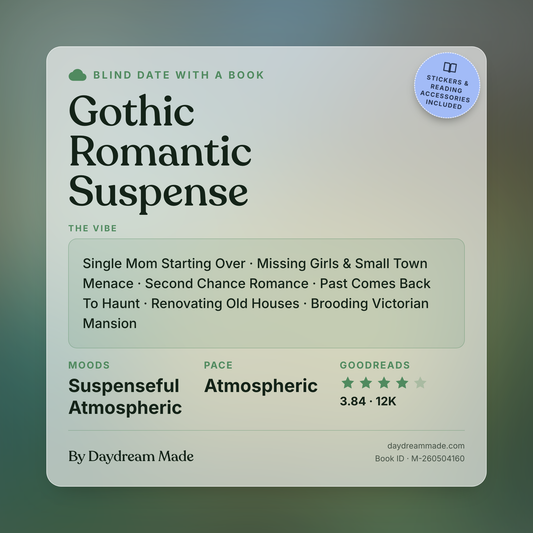 Blind Date With A Book that includes the following themes: Gothic Romantic Suspense, Single Mom Starting Over, Missing Girls & Small Town Menace, Second Chance Romance, Past Comes Back To Haunt, Renovating Old Houses, Brooding Victorian Mansion