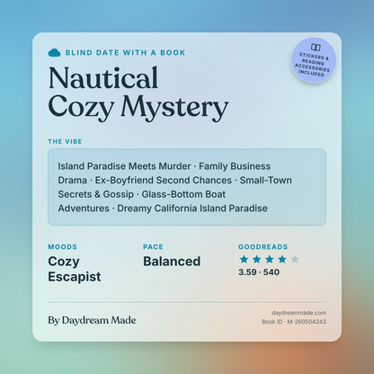 Blind Date With A Book that includes the following themes: Nautical Cozy Mystery, Island Paradise Meets Murder, Family Business Drama, Ex-Boyfriend Second Chances, Small-Town Secrets & Gossip, Glass-Bottom Boat Adventures, Dreamy California Island Paradise