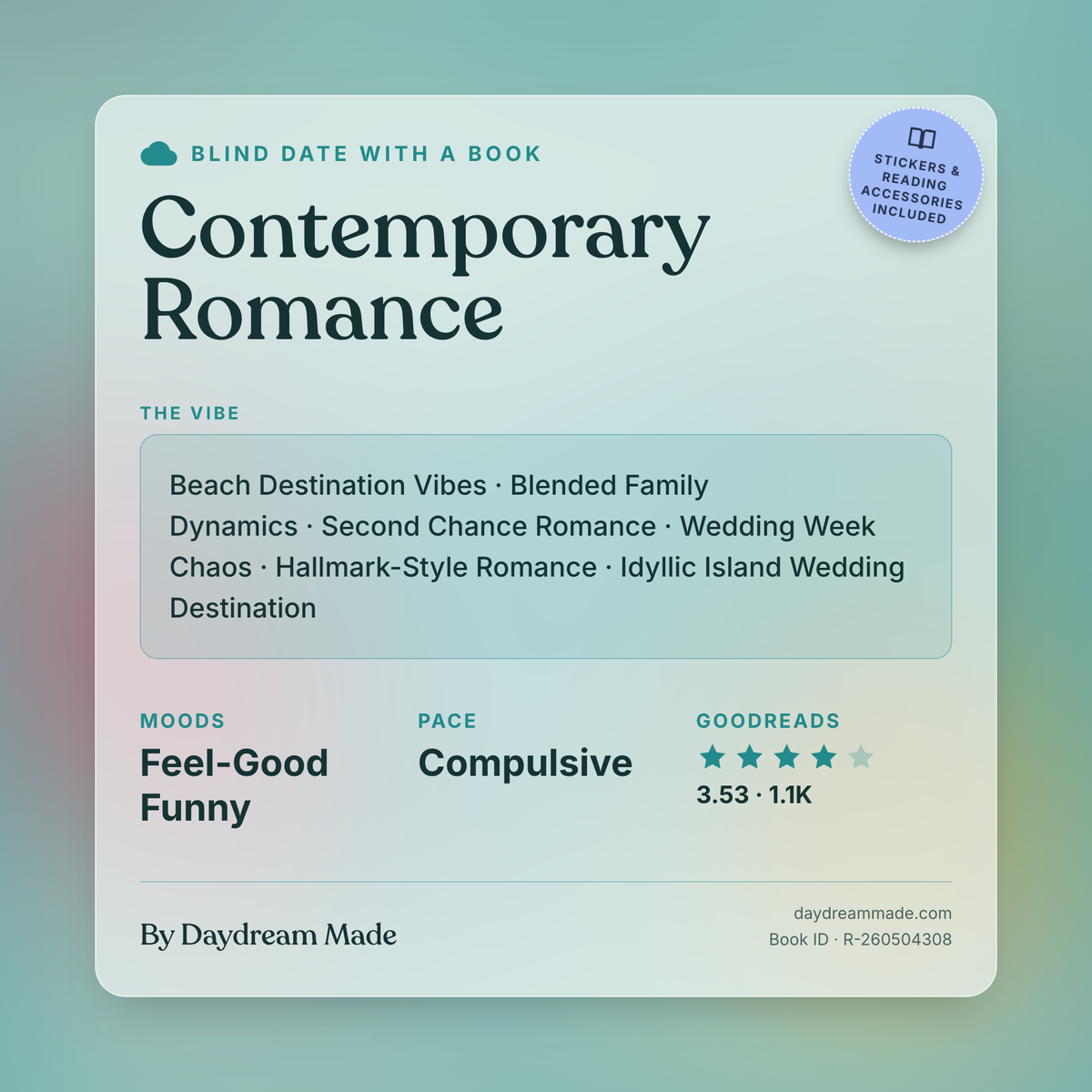 Blind Date With A Book that includes the following themes: Contemporary Romance, Beach Destination Vibes, Blended Family Dynamics, Second Chance Romance, Wedding Week Chaos, Hallmark-Style Romance, Idyllic Island Wedding Destination