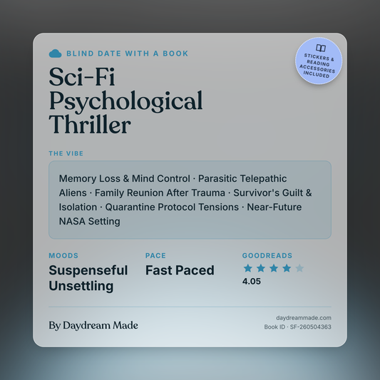 Blind Date With A Book that includes the following themes: Sci-Fi Psychological Thriller, Memory Loss & Mind Control, Parasitic Telepathic Aliens, Family Reunion After Trauma, Survivor's Guilt & Isolation, Quarantine Protocol Tensions, Near-Future NASA Setting