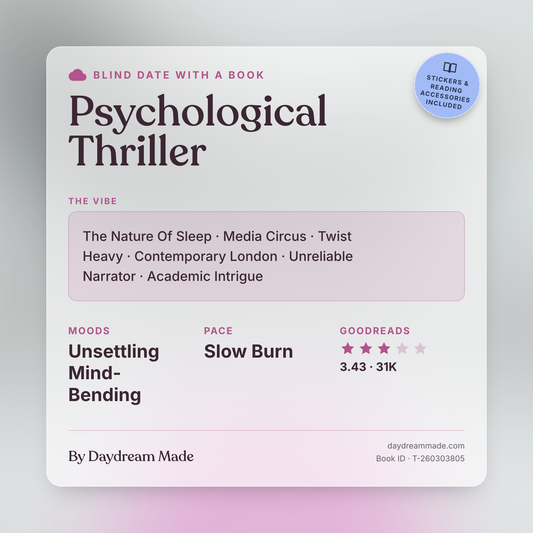 Blind Date With A Book that includes the following themes: Psychological Thriller, The Nature Of Sleep, Media Circus, Twist Heavy, Contemporary London, Unreliable Narrator, Academic Intrigue