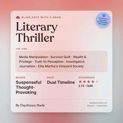 Blind Date With A Book that includes the following themes: Literary Thriller, Media Manipulation, Survivor Guilt, Wealth & Privilege, Truth Vs Perception, Investigative Journalism, Elite Martha's Vineyard Society