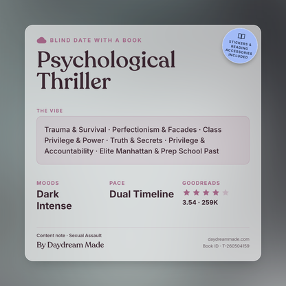 Blind Date With A Book that includes the following themes: Psychological Thriller, Trauma & Survival, Perfectionism & Facades, Class Privilege & Power, Truth & Secrets, Privilege & Accountability, Elite Manhattan & Prep School Past