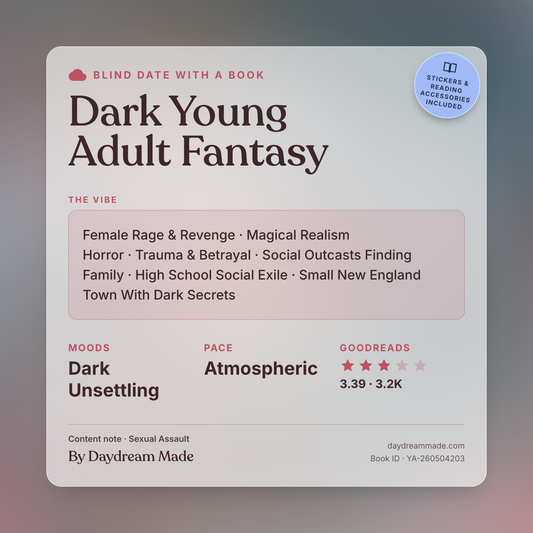 Blind Date With A Book that includes the following themes: Dark Young Adult Fantasy, Female Rage & Revenge, Magical Realism Horror, Trauma & Betrayal, Social Outcasts Finding Family, High School Social Exile, Small New England Town With Dark Secrets