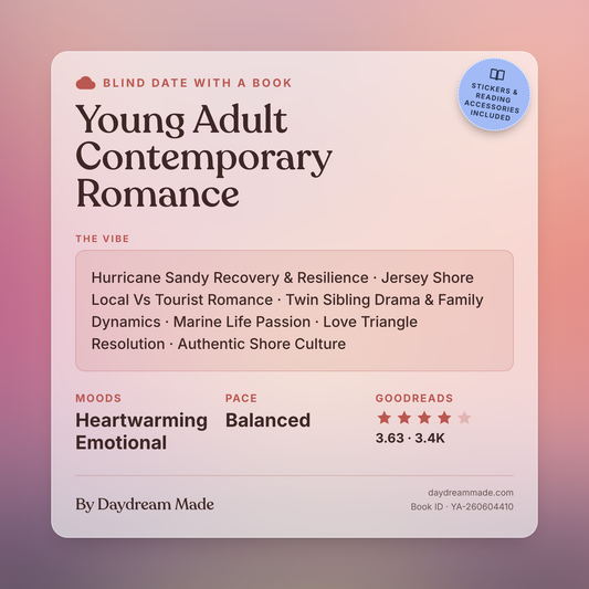 Blind Date With A Book that includes the following themes: Young Adult Contemporary Romance, Hurricane Sandy Recovery & Resilience, Jersey Shore Local Vs Tourist Romance, Twin Sibling Drama & Family Dynamics, Marine Life Passion, Love Triangle Resolution, Authentic Shore Culture