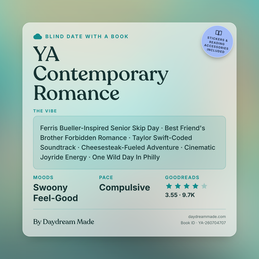 Blind Date With A Book that includes the following themes: YA Contemporary Romance, Ferris Bueller-Inspired Senior Skip Day, Best Friend's Brother Forbidden Romance, Taylor Swift-Coded Soundtrack, Cheesesteak-Fueled Adventure, Cinematic Joyride Energy, One Wild Day In Philly
