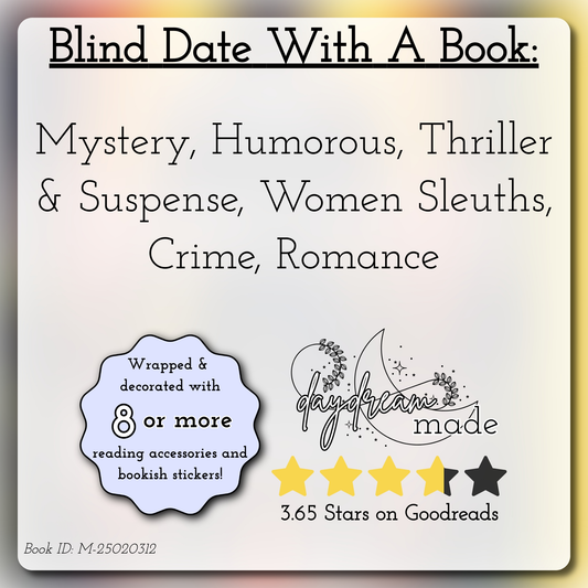 Blind Date With A Book that includes the following themes: Mystery, Humorous, Thriller & Suspense, Women Sleuths, Crime, Romance