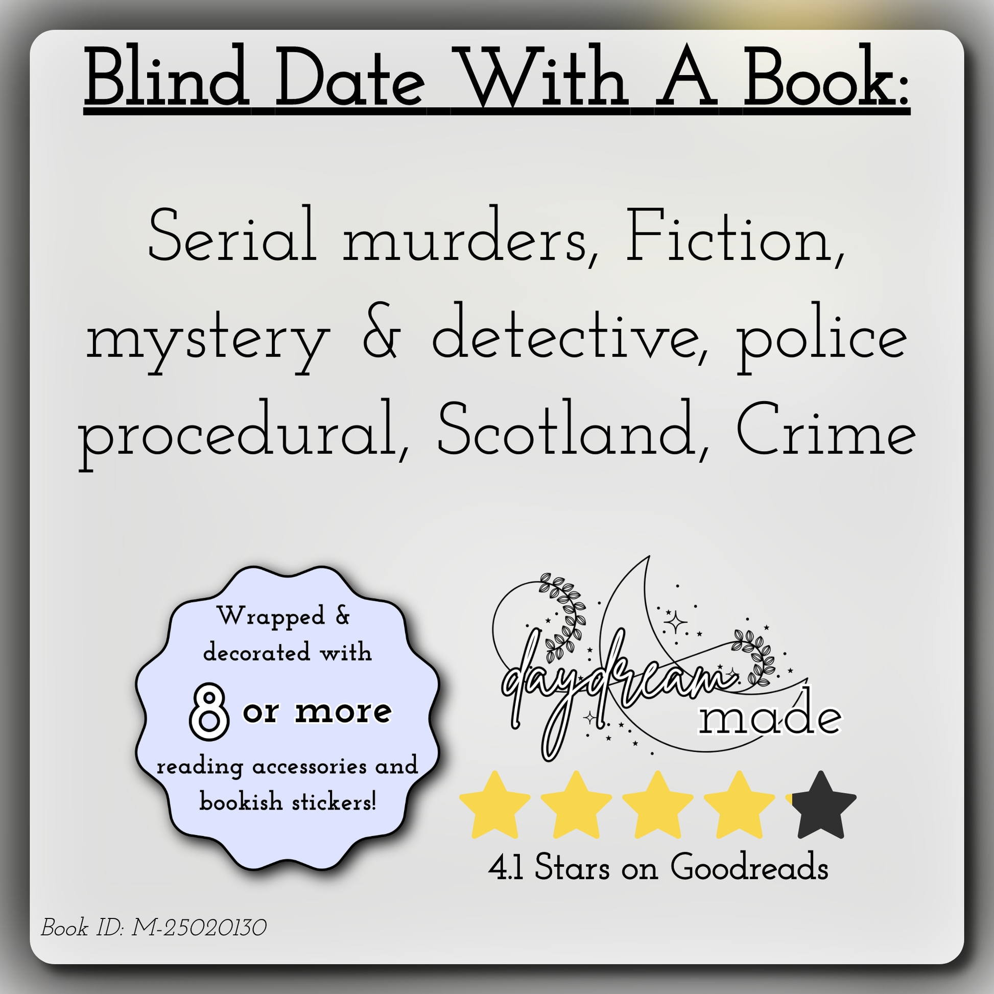 Blind Date With A Book that includes the following themes: Serial murders, Fiction, mystery & detective, police procedural, Scotland, Crime