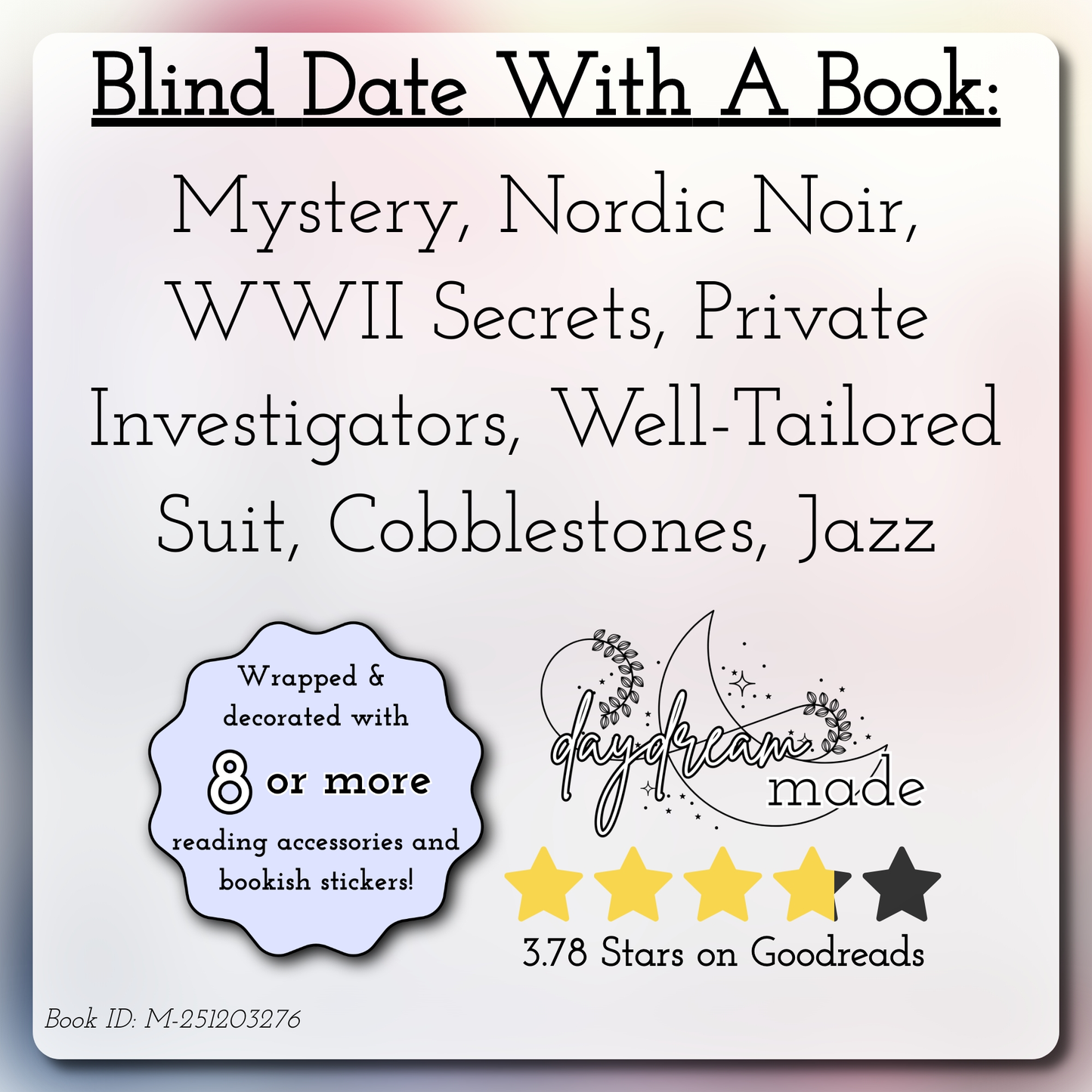 Blind Date With A Book that includes the following themes: Mystery, Nordic Noir, WWII Secrets, Private Investigators, Well-Tailored Suit, Cobblestones, Jazz